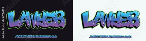 Lawyer logo graffiti font text effect, spray and street text style	
