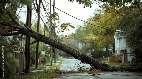 Fallen tree across power lines
