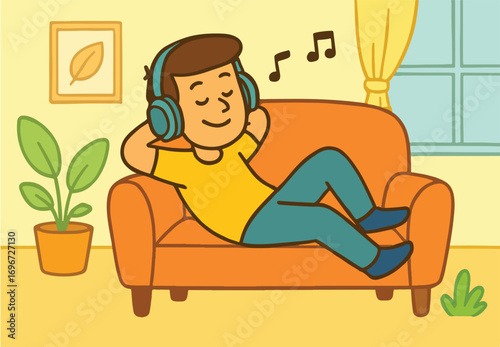 young man sitting on sofa