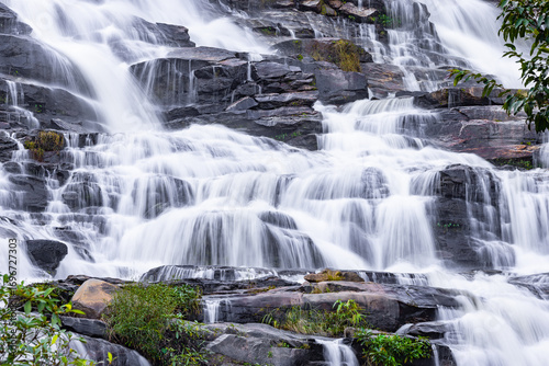 Landscape nature of Mae ya waterfall in mountain Chiang mai Thailand located within the area of Doi Inthanon National Park, a popular destination of tourist in Northern of Thailand