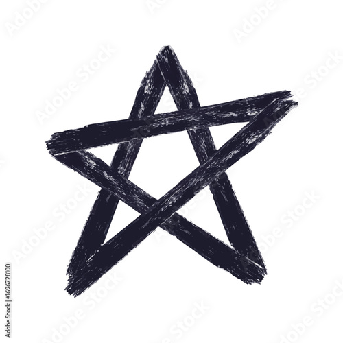 Hand-drawn black star symbol illustration in sketch style.