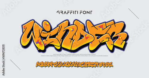 Wnder, Colorful graffiti editable text style effect. Vector text effect with paint wall concept.	
