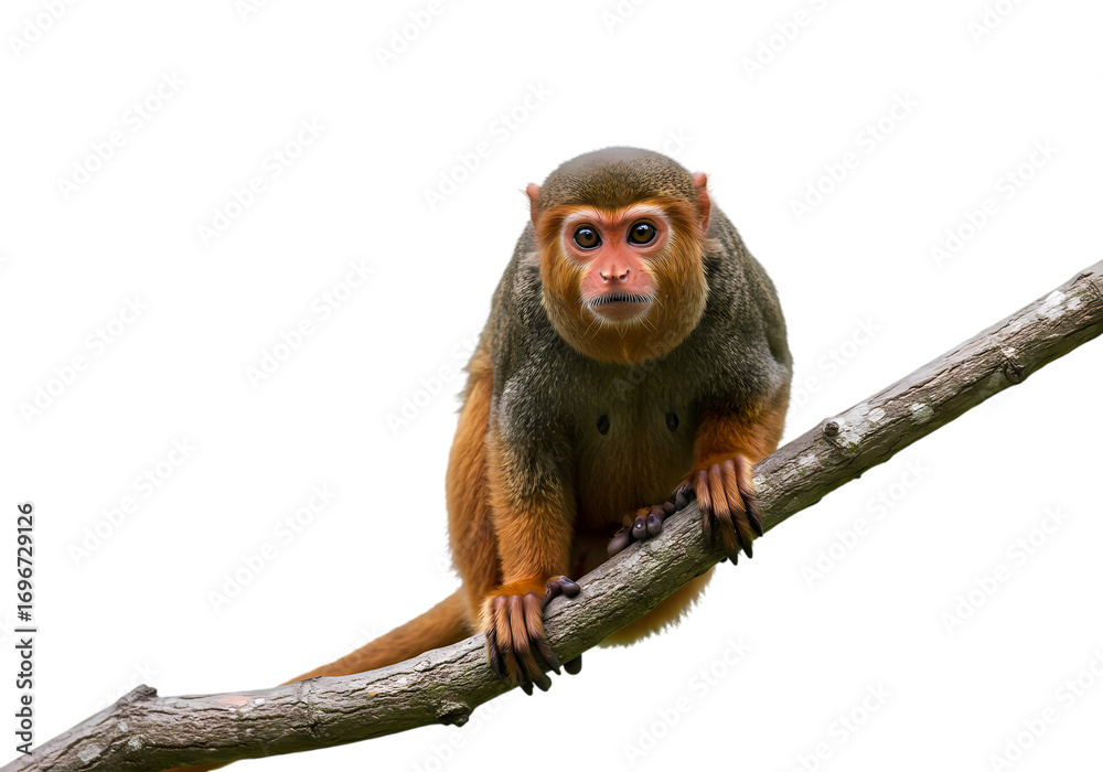Fototapeta premium Golden Lion Tamarin on Branch isolated on transparent background