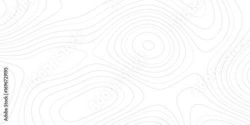 Abstract seamless topographic line map background with flowing various geometric black stripes contour patterns, organic terrain shapes and modern minimalist style.