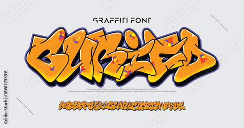 Buried, Colorful graffiti editable text style effect. Vector text effect with paint wall concept.	
