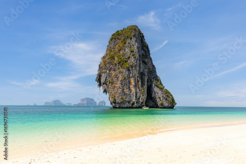 Beautiful beach at Railay Beach, a destination of tourist in Krabi province, southern of Thailand