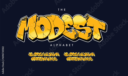 Modest logo graffiti font text effect, spray and street text style	
