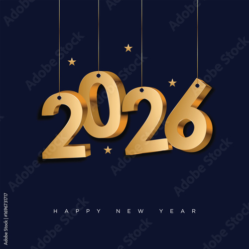 2026Happy New Year Background. Elegant Numbers indicating the Date of the New Year. Banner for greeting Card or Calendar