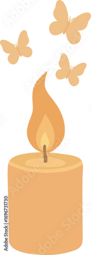 Candle with Butterflies Illustration