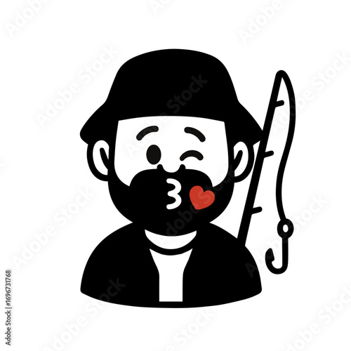 character emotion fisherman kiss vector on white background
Vector icon character with emotion