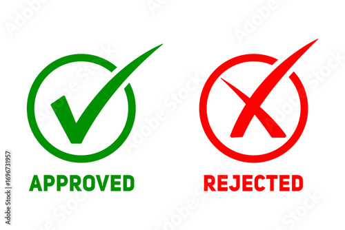 Tableau sur toile Approved and rejected symbols isolated on transparent background
