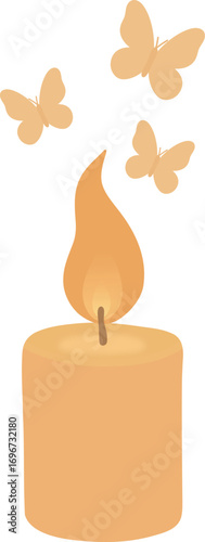 Candle with Butterflies Illustration