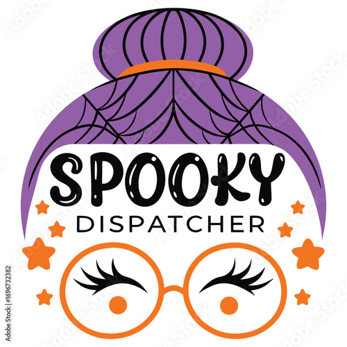 Spooky dispatcher with purple hair and glasses halloween