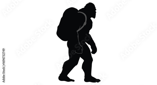prehistoric human figure walking upright with distinct posture silhouette