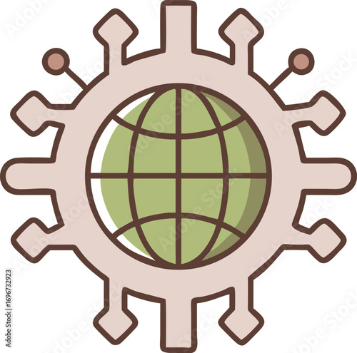 Global coronavirus pandemic symbol globe virus icon representing world health crisis spread concept