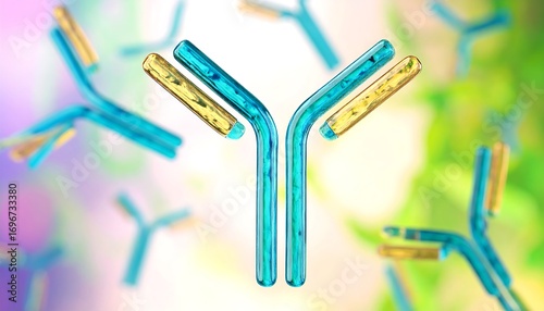 3D illustration of antibody molecules