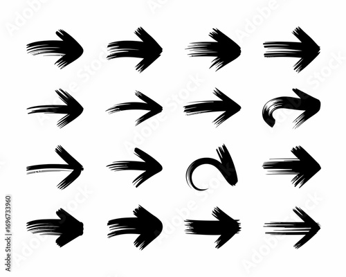 Set of 15 hand drawn black arrows scalable vector illustration for design
