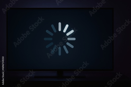 Digital waiting game loading screen on television displaying connection issues