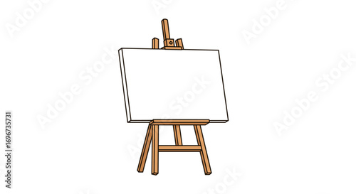 An empty canvas stands ready on a wooden easel for an artist to begin their creative masterpiece