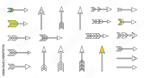 Collection of diverse stylized arrow graphics elements for design projects