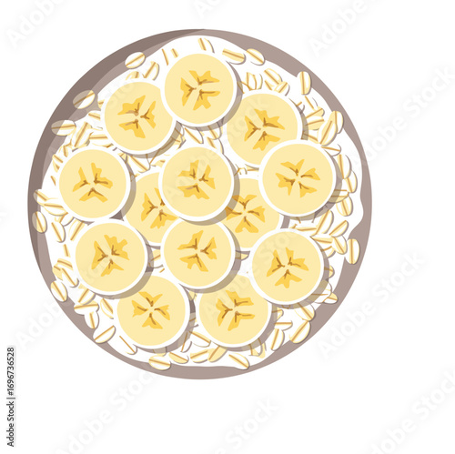 Healthy Banana and Oats Breakfast Flat Vector 2