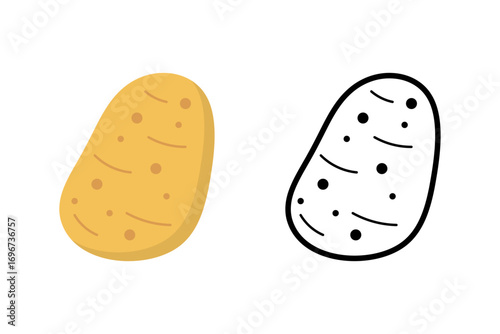 Potato Icon Set Isolated on Transparent Background. Fresh Vegetable. Vector Illustration