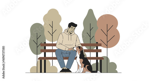 Affectionate Man Interacting With His Dog in a Peaceful Park Environment