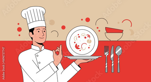 A Culinary Artist Presents a Exquisite Dish with Precision and Culinary Finesse