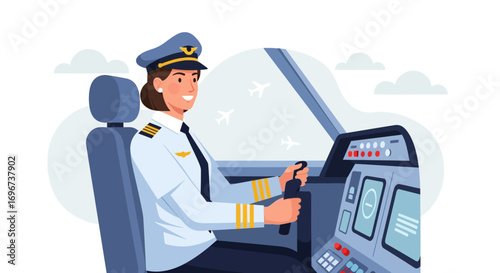 An Empowered Female Pilot Piloting Aircraft with Confidence and Delivering Excellence at Work