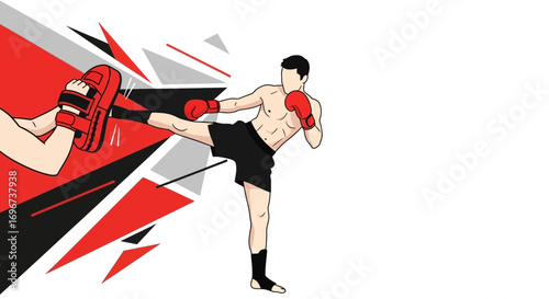 An Energetic Illustration Of Martial Artist Executing A Powerful Kick Towards Target