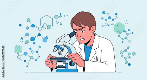 A Focused Scientist Analyzing Molecular Structures Employing Advanced Scientific Equipment