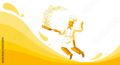 Animated Chef In Pursuit Of Culinary Excellence, Dynamic And Delicious Pancake Preparation
