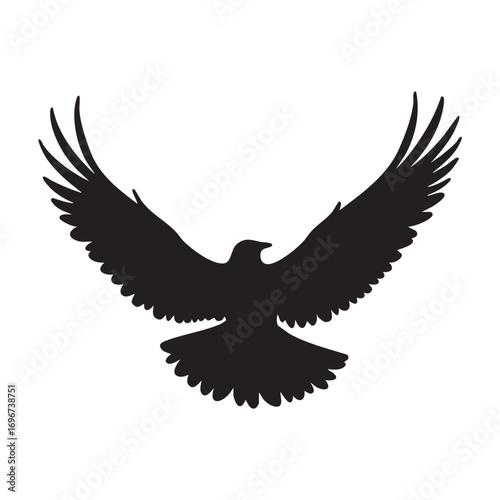 flying eagle bird silhouette black vector art