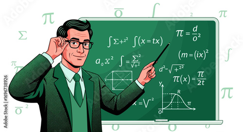 A Proficient Educator Explaining Equations And Formulas On A Schoolboard