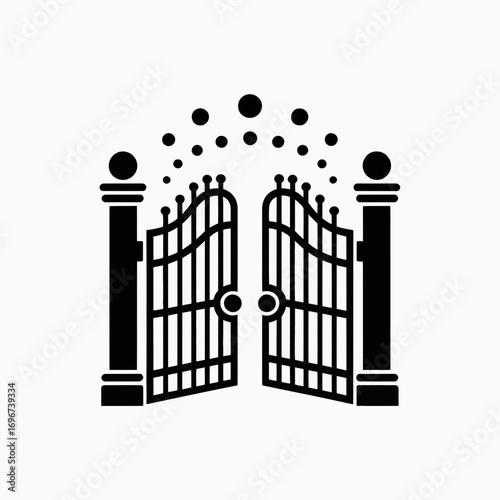 Elegant Iron Gate Silhouette Design Illustration