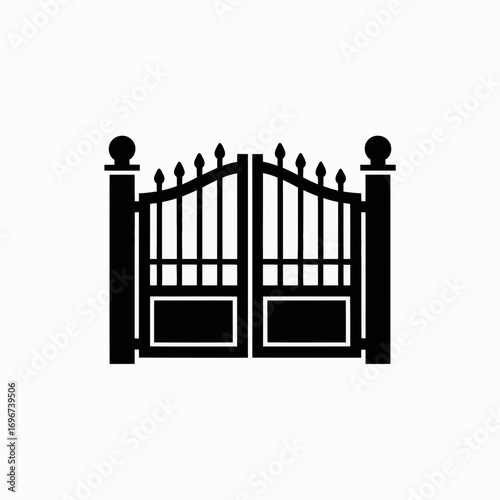 Elegant Iron Gate Silhouette Design Illustration
