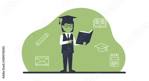 Academic Figure Studying With Books and Pointers in An Illustrative Educational Setting
