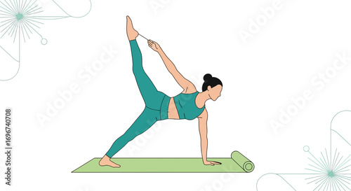 Achieve Balance And Flexibility Through Yoga, Illustrated With Clean Lines And Colors
