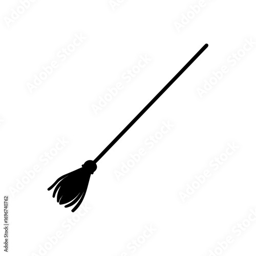 Silhouette of a simple witch broom design