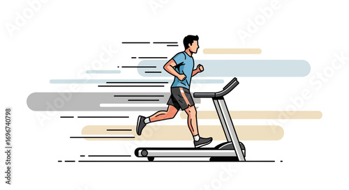 Active Athlete Running Vigorously on Treadmill Depicting Speed and Forward Motion