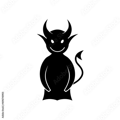Silhouette of a smiling cartoon devil icon