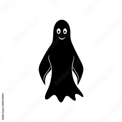 Simple black and white cartoon ghost icon