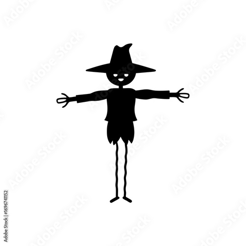 Silhouette of a simple scarecrow with hat