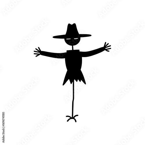 Silhouette of a simple scarecrow with hat