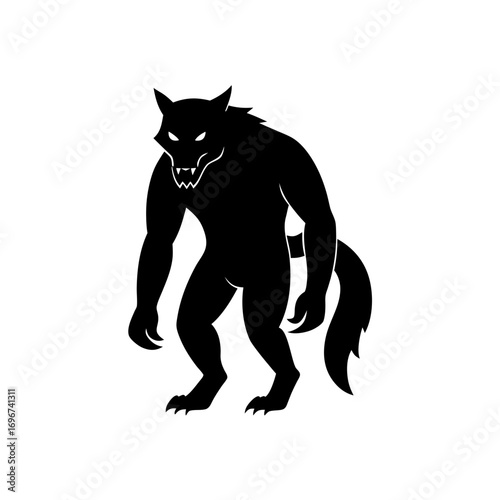 Silhouette of a standing black werewolf