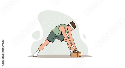 Athlete Performing a Yoga Exercise, Promoting Fitness in a Simple Vector Illustration