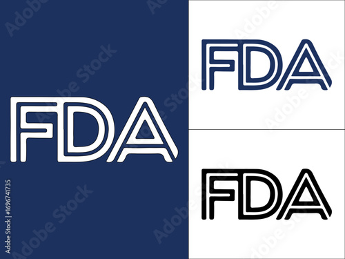 Fda logo variations in blue and white showcasing regulatory compliance design Vector