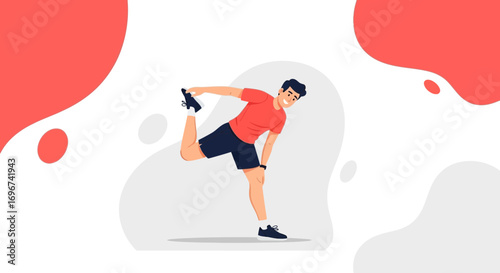 Athlete Stretching Before Fitness Routine Against Modern Background Graphic Design Concept for