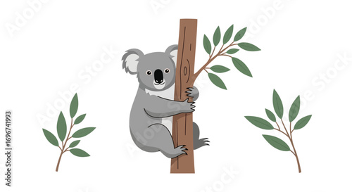 Adorable Koala Embracing a Tree Branch, Symbolizing Nature and Precious Wildlife