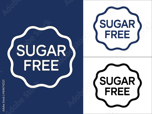 Sugar free label designs promoting healthy eating and dietary restrictions Vector